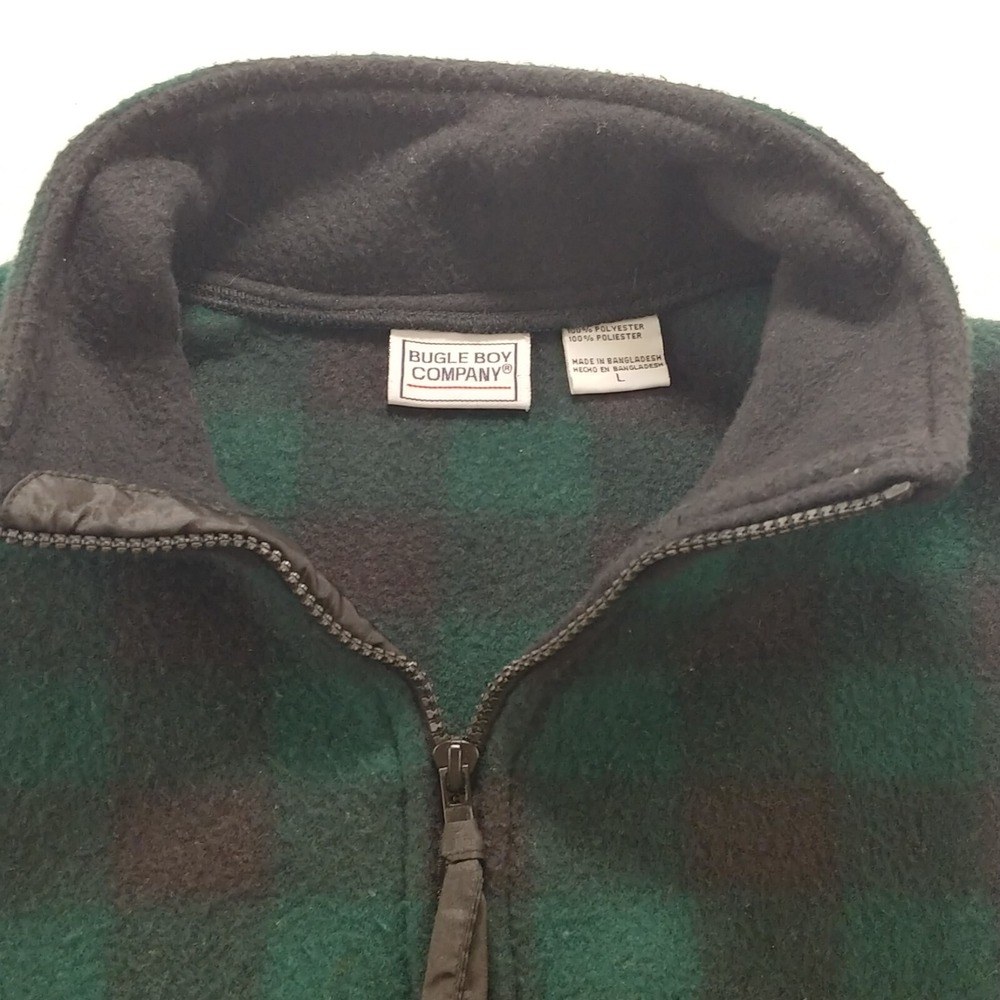Bugle Boy Green 1/4 Zip Pullover Fleece Jacket Sweatshirt Men's Size Large - Picture 2 of 8